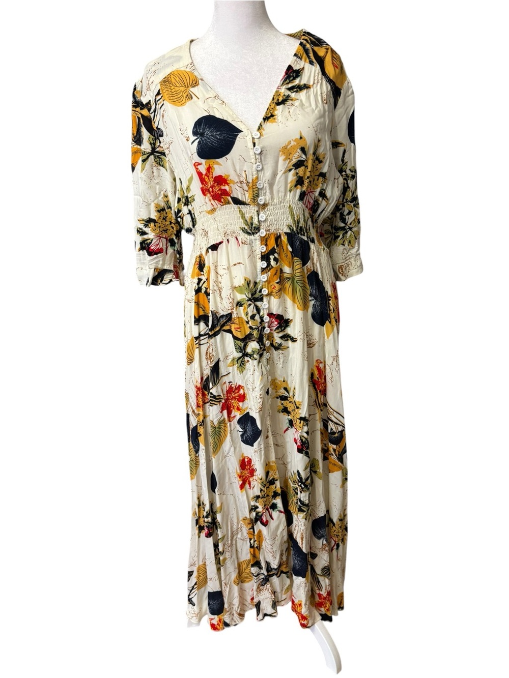 Vintage Floral Maxi Dress – Size L 🌿🌼